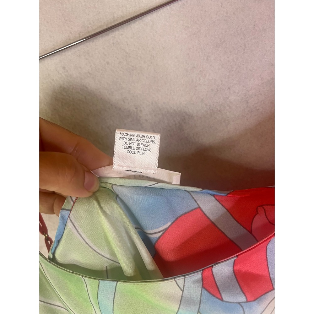 Natori Nightgown Chemise Floral Print Satin Ankle Length Sz L Slip Dress Coral - Picture 5 of 5